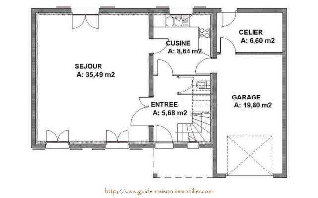 plan de maison 64m2